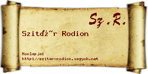 Szitár Rodion névjegykártya